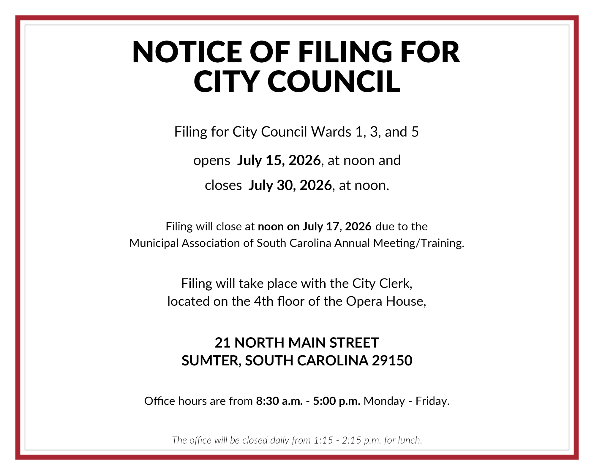 Filing announcement