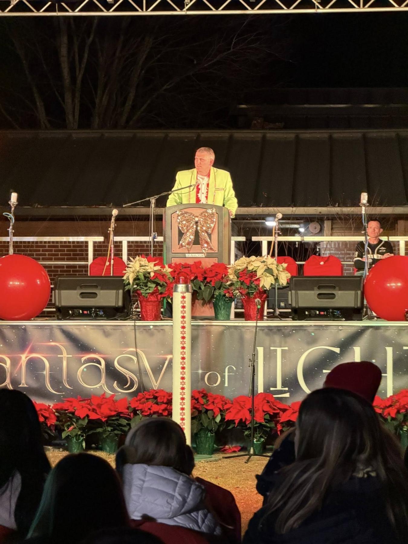 Mayor David Merchant greets visitors.