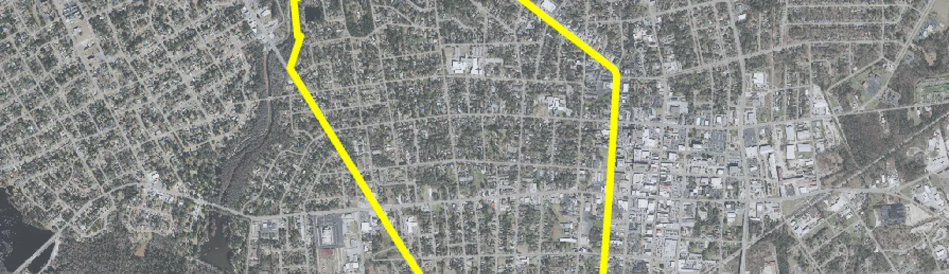 Map of Sumter with defined region outlined in yellow