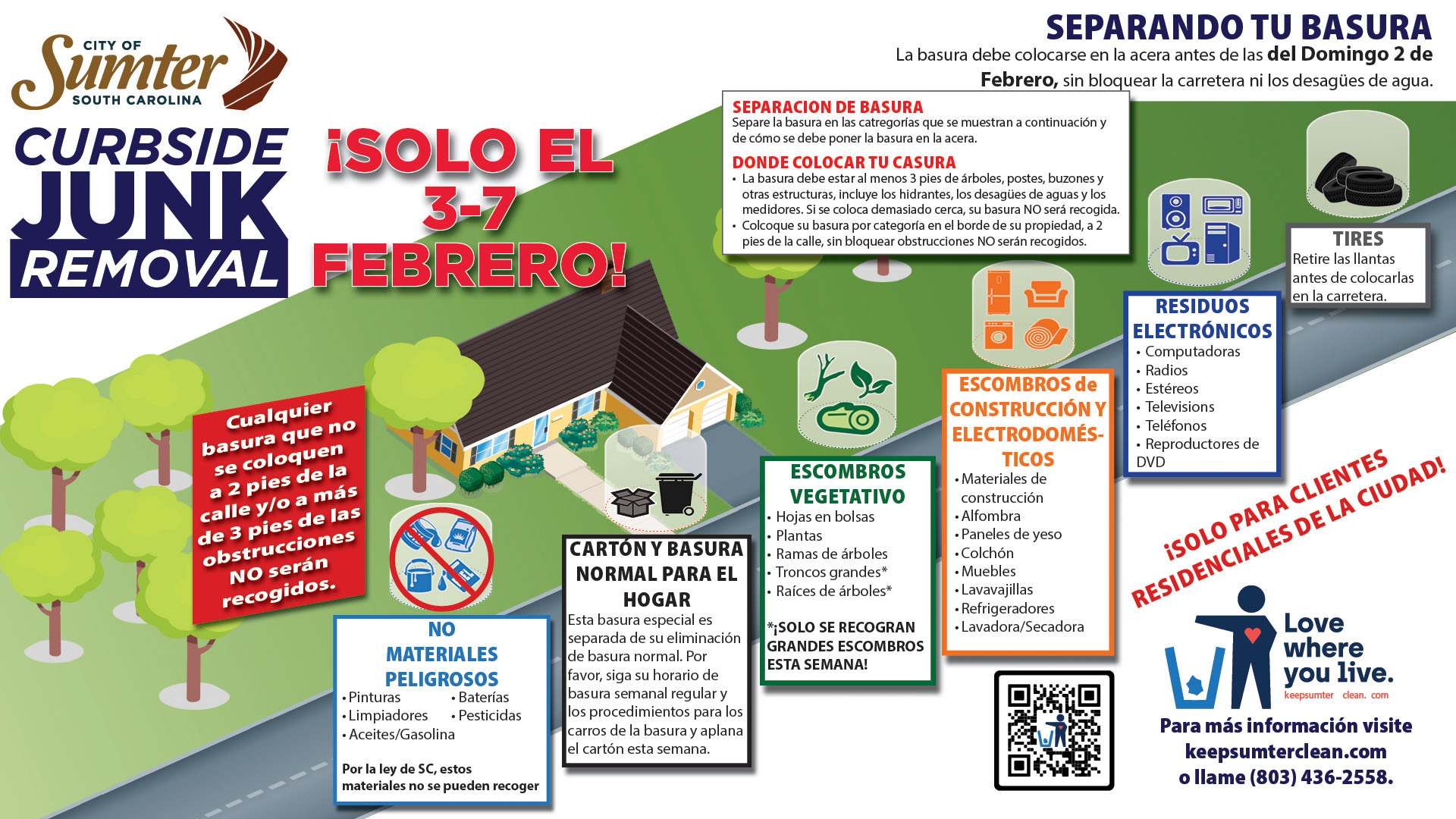 junk removal separation graphic in spanish